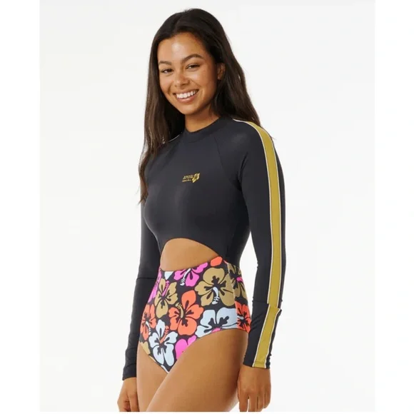 Rip Curl Hibiscus Heat Splice One Piece Surf Suit - Picture 2 of 13